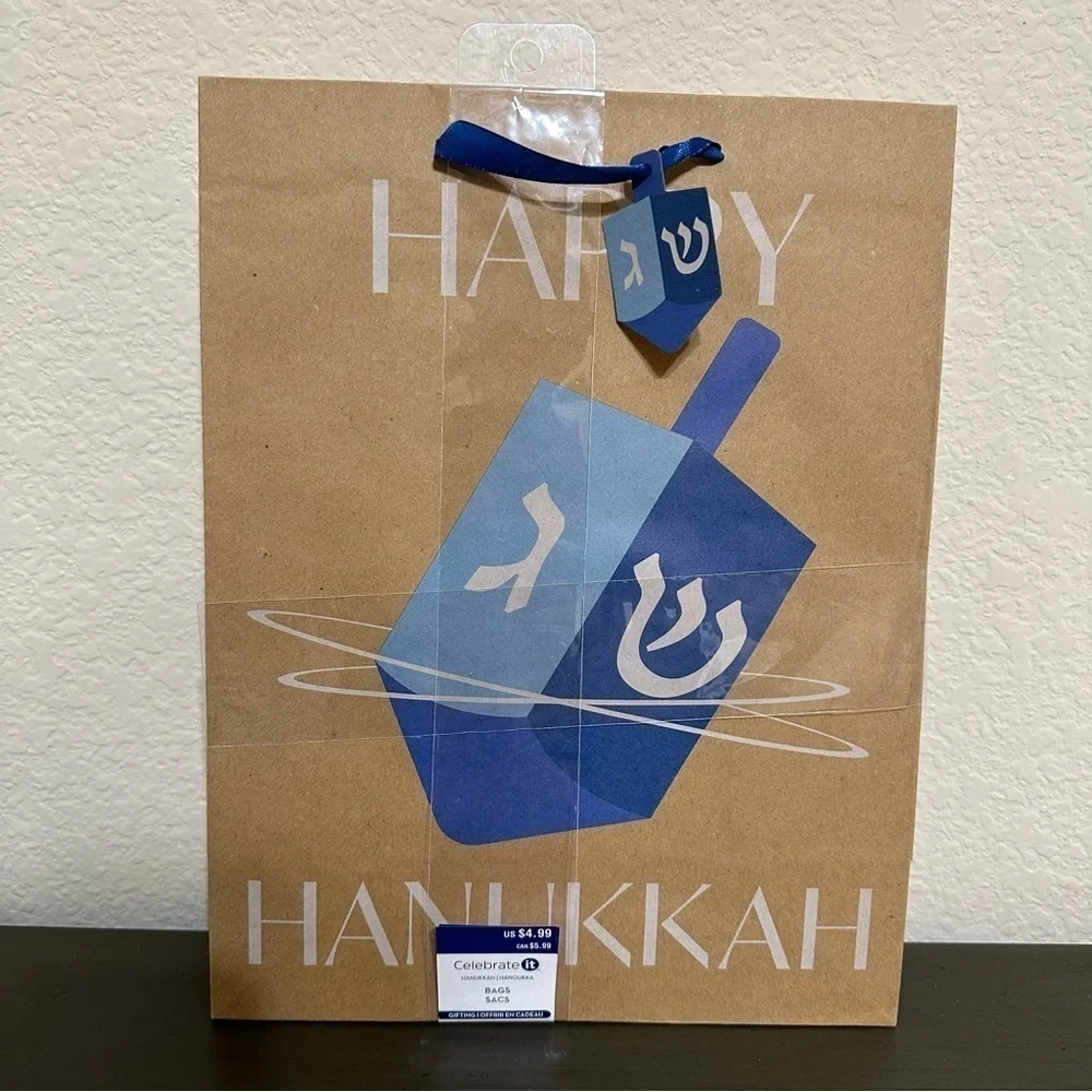 Celebrate It Hanukkah Gift Bags 5 Packs 10 Bags Jewish Holiday Menorah Dreidel